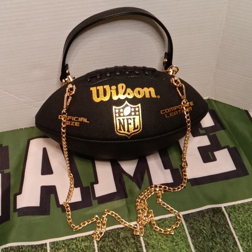 LIMITED EDITION Black and Gold Leather Football Bag π - Picture 7 of 17